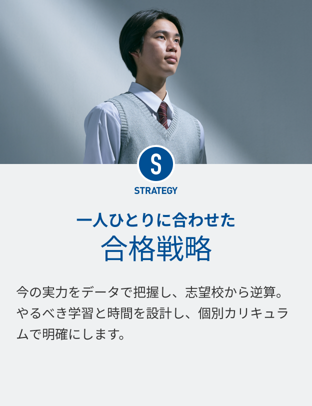 STRATEGY 一人ひとりに合わせた合格戦略