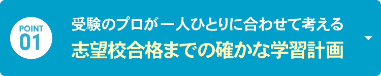 POINT 01：受験のプロが、一人ひとりに合わせて考える「志望校合格までの確かな学習計画」