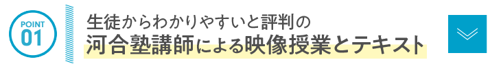 POINT 01：生徒からわかりやすいと評判の河合塾講師による映像授業とテキスト
