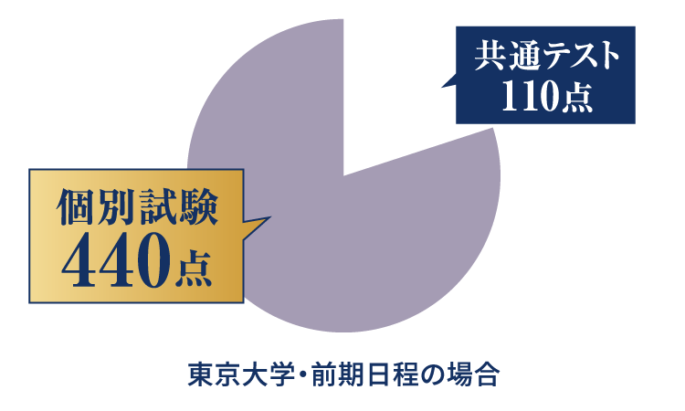 個別試験440点、共通テスト110点