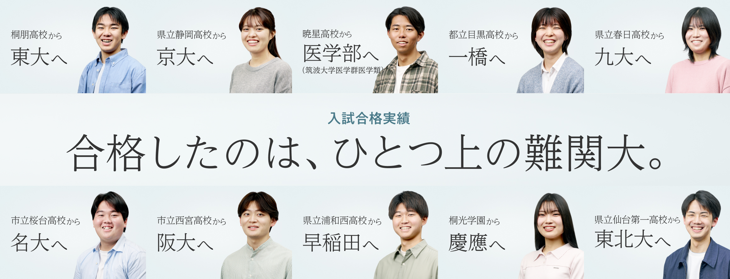 合格したのは、ひとつ上の志望校。ひとつ上の合格実績